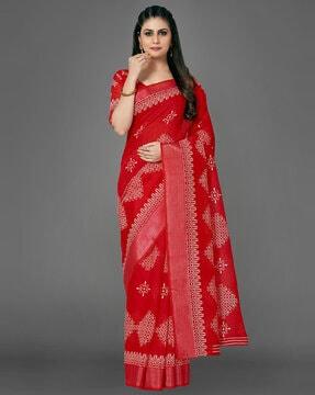 indian print saree with zari border