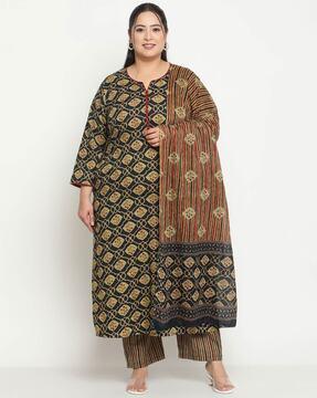 indian print straight kurta set