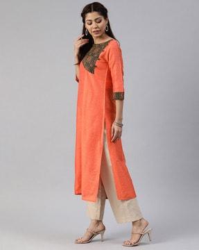 indian print straight kurta