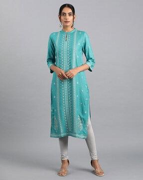 indian print straight kurta