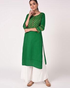 indian print straight kurta