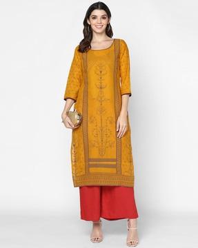 indian print straight kurta