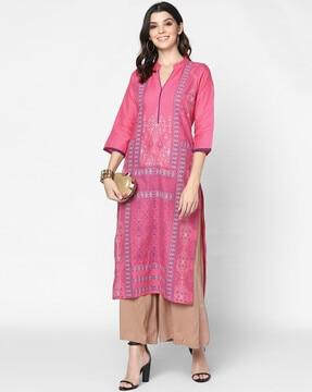 indian print straight kurta