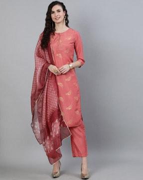 indian printed a-line kurta set