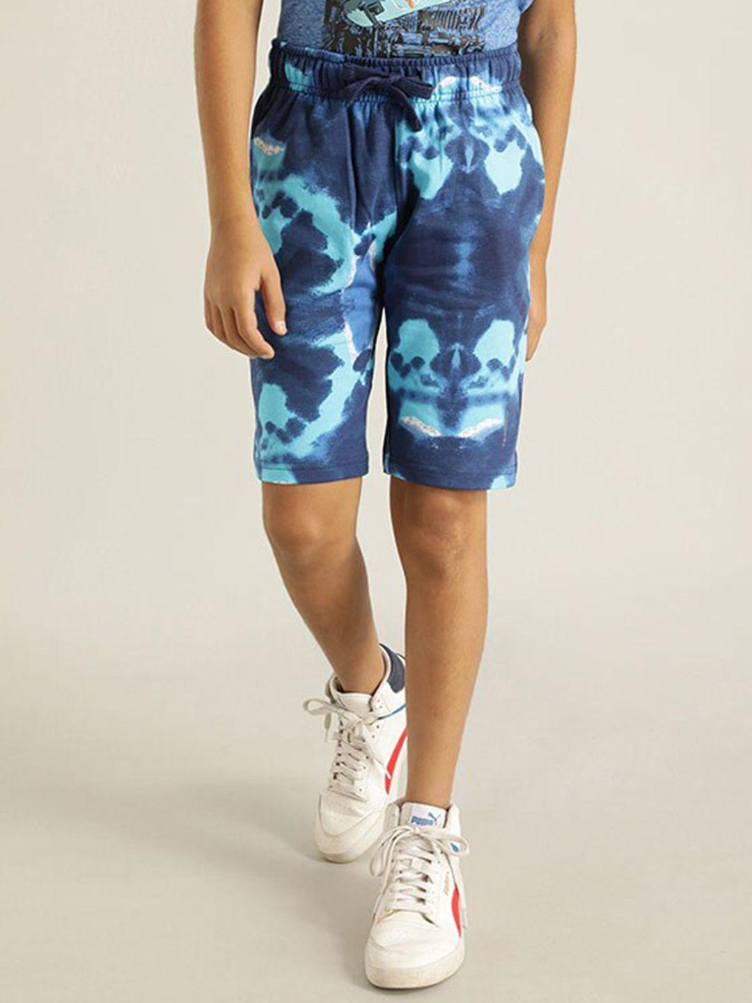 indian terrain boys abstract printed mid rise cotton regular shorts