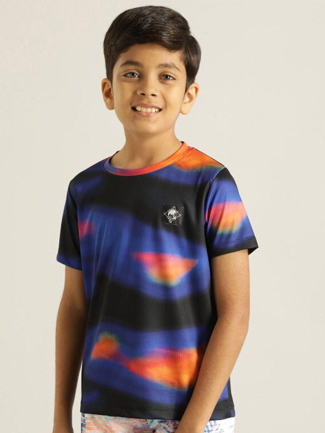 indian terrain boys black dyed extended sleeves pockets t-shirt