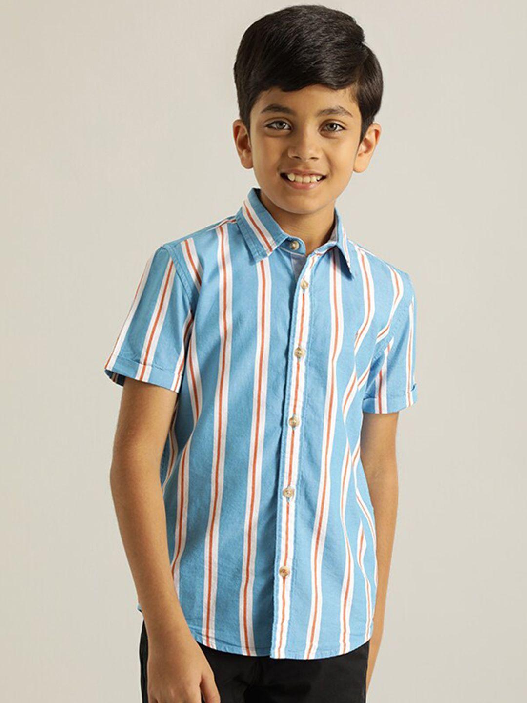 indian terrain boys blue classic opaque striped casual shirt