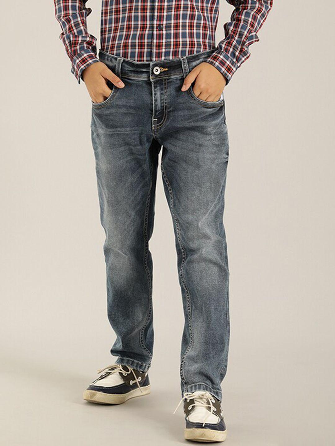 indian terrain boys blue mildly distressed heavy fade jeans