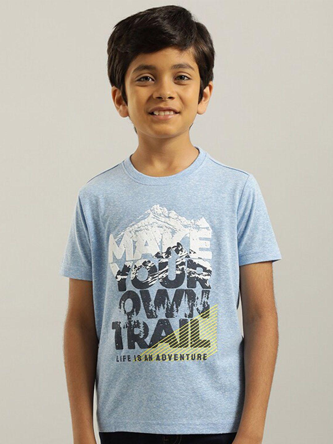 indian terrain boys blue printed applique t-shirt