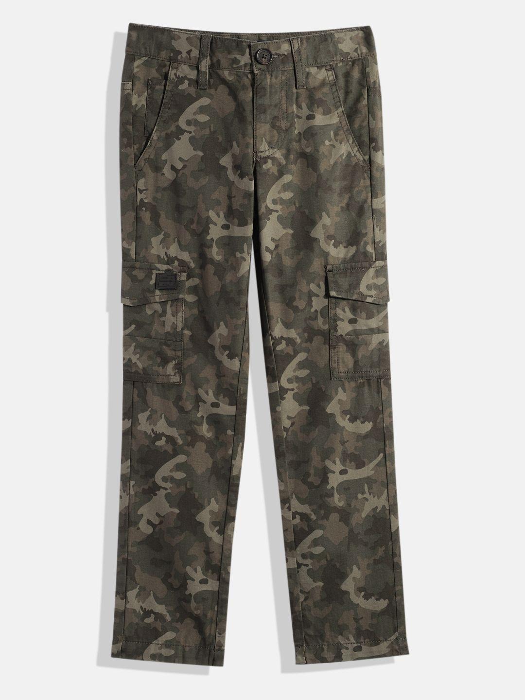 indian terrain boys camouflage printed pure cotton cargos trousers