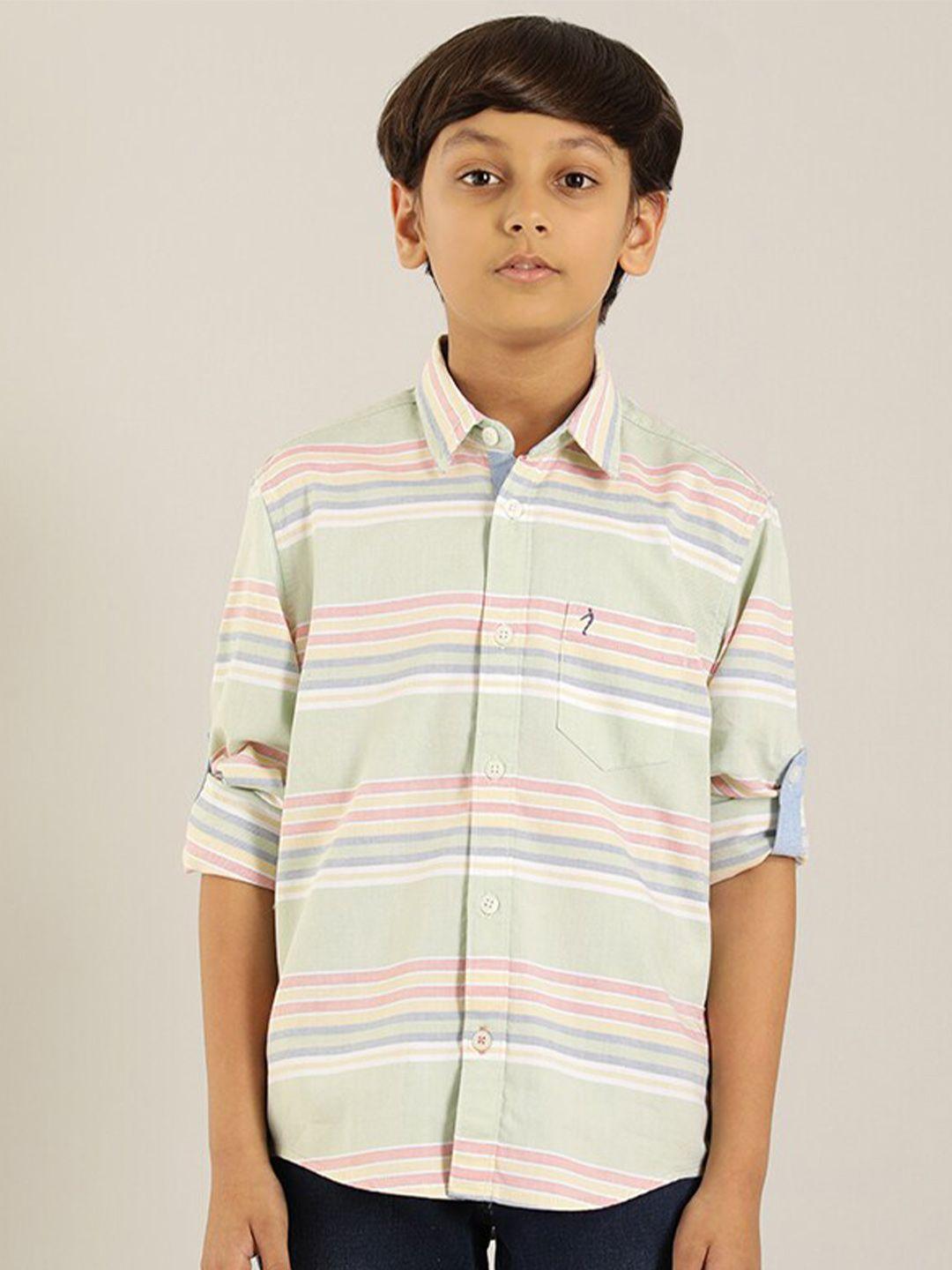 indian terrain boys classic stripes pure cotton        casual shirt