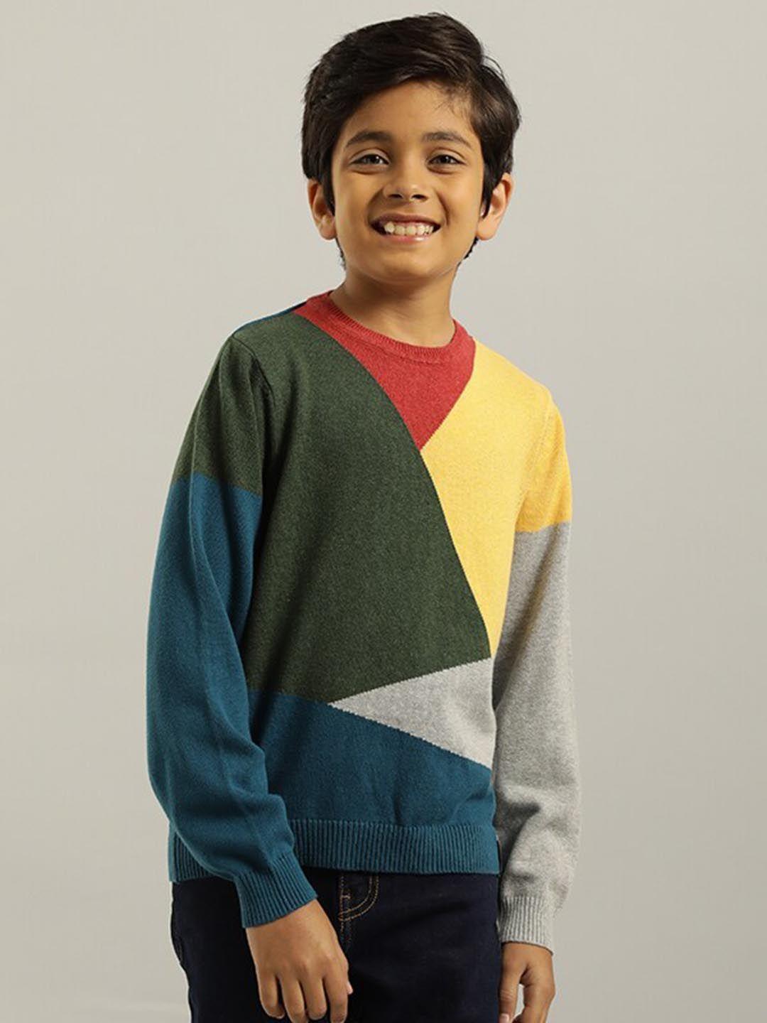 indian terrain boys colourblocked cotton pullover