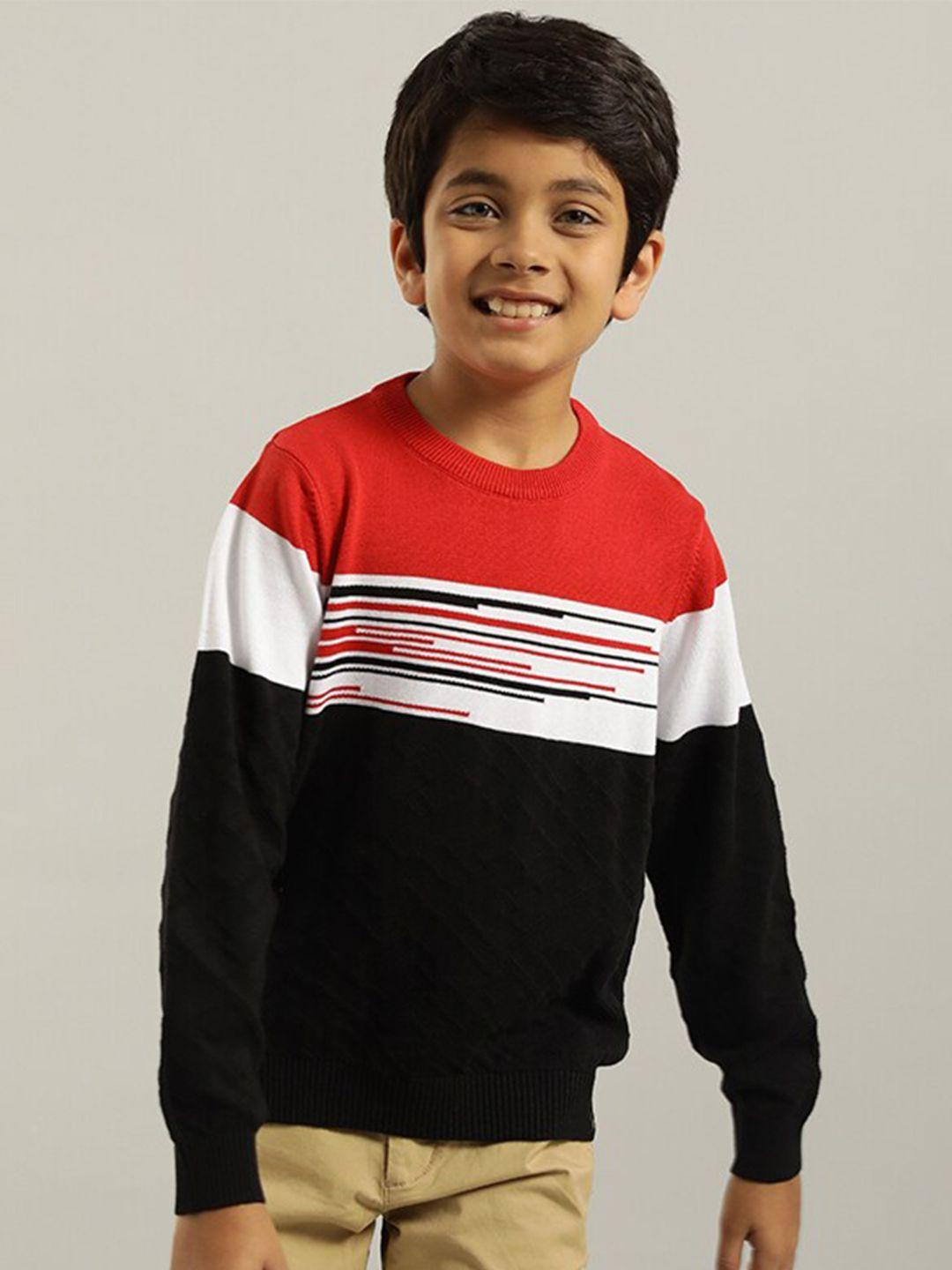 indian terrain boys colourblocked pure cotton pullover sweater