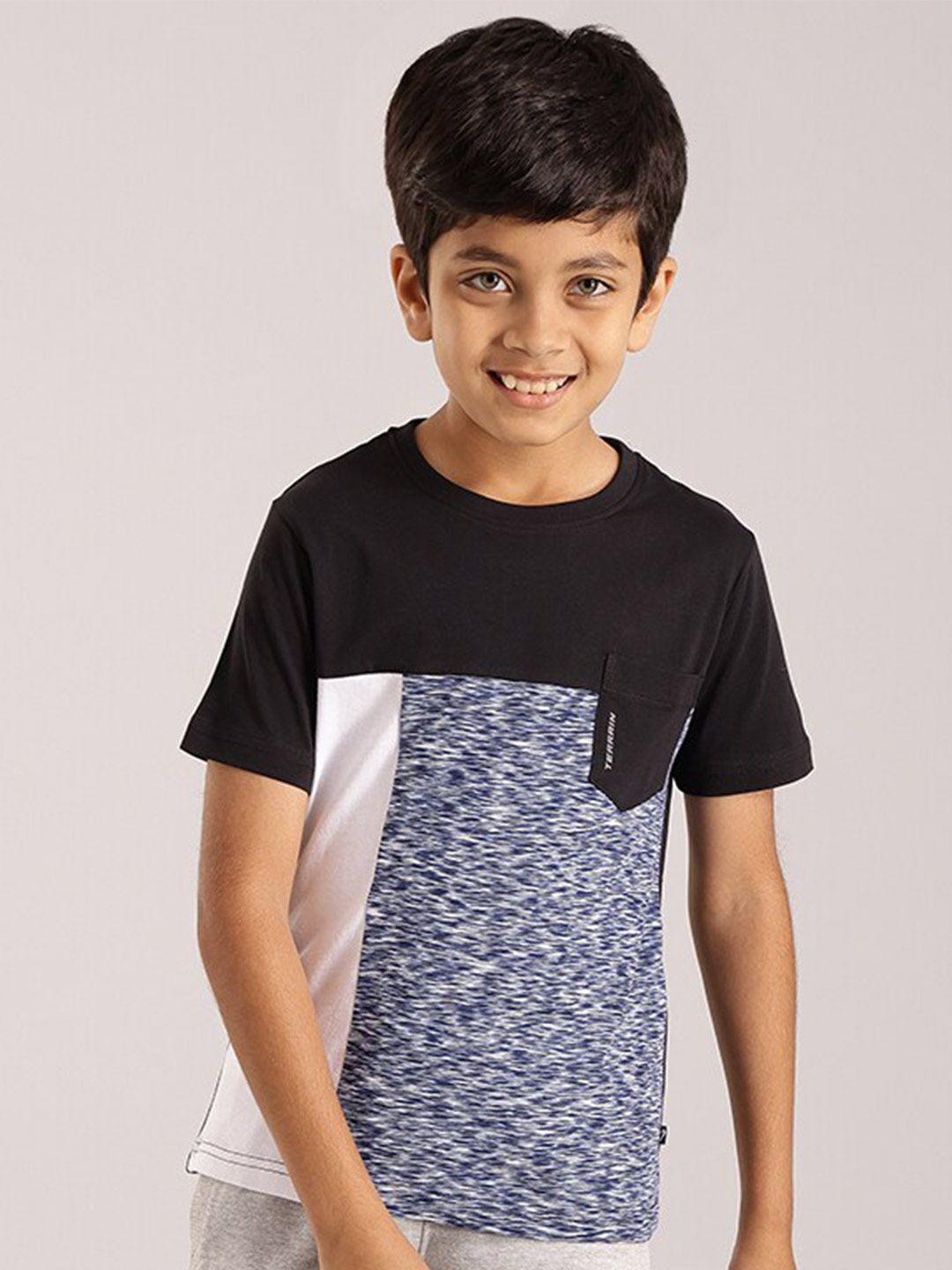 indian terrain boys colourblocked pure cotton t-shirt