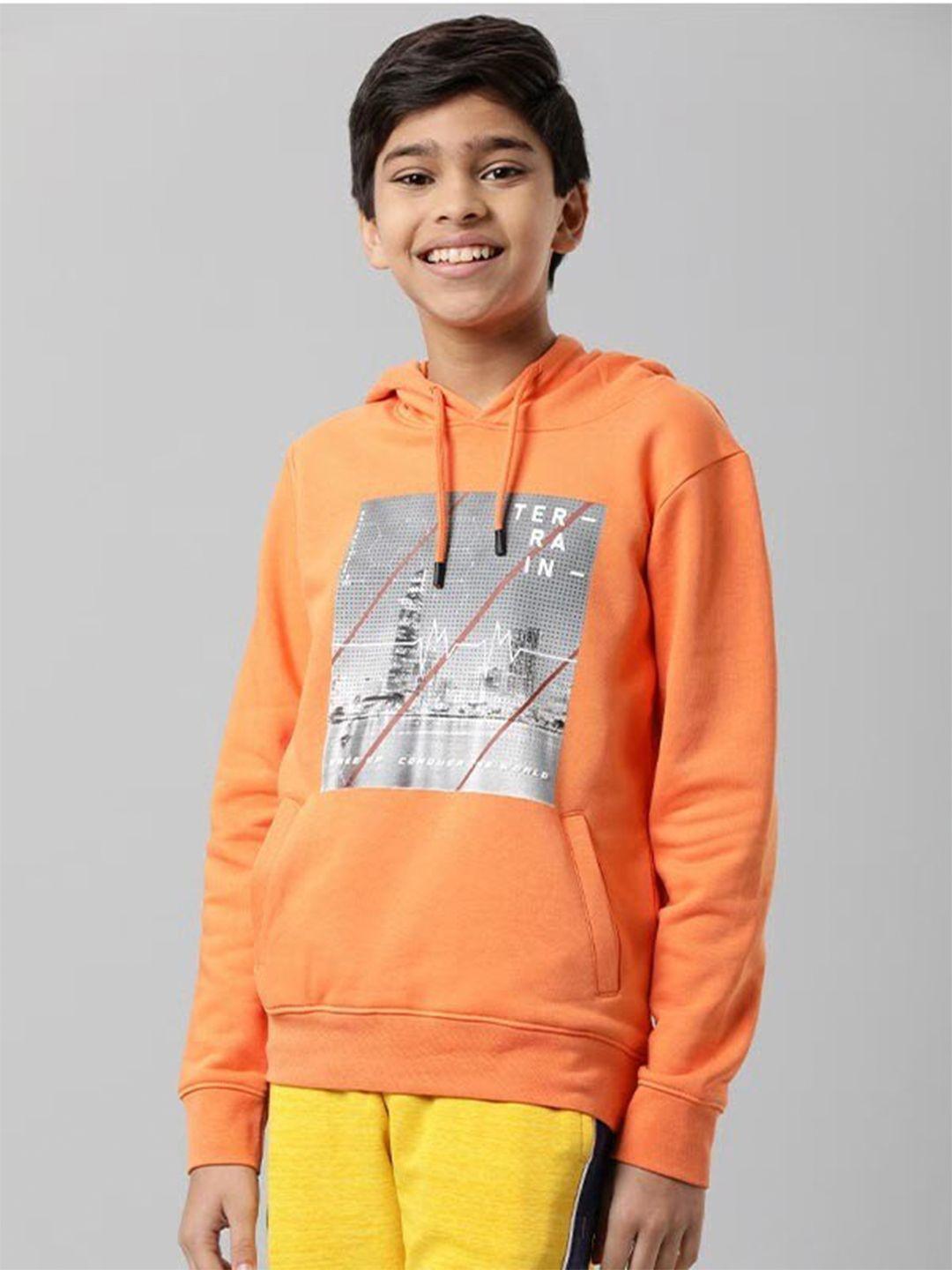 indian terrain boys graphic printed hooded pullover