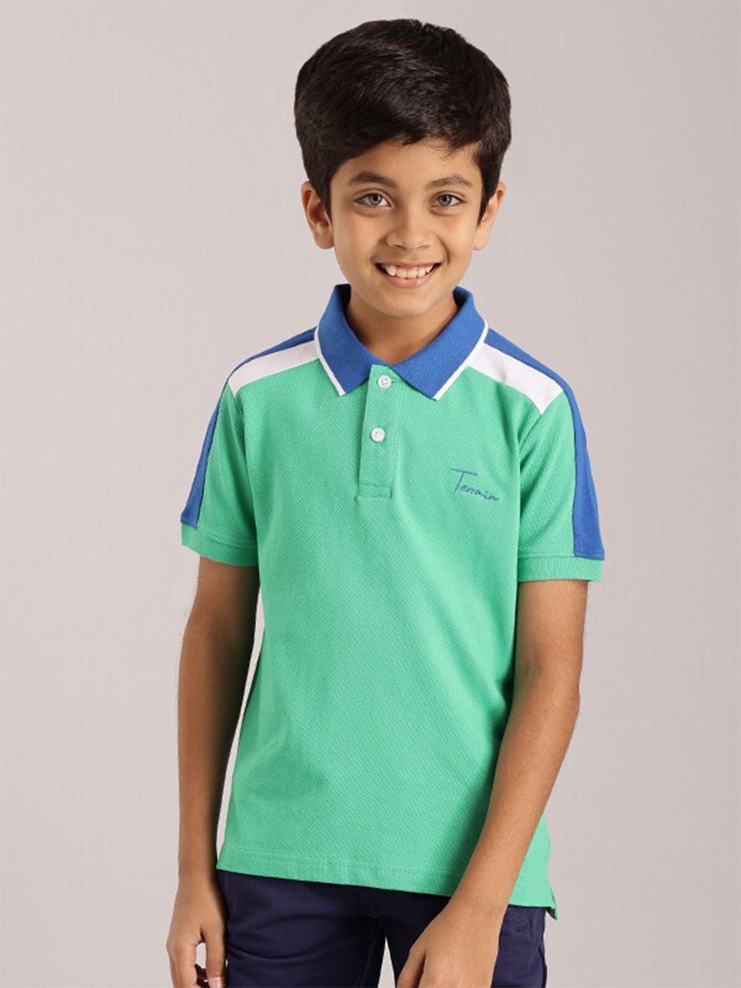 indian terrain boys green polo collar t-shirt