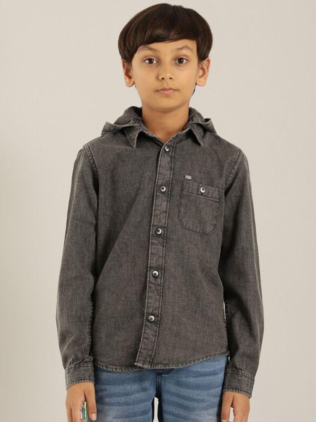 indian terrain boys grey casual shirt