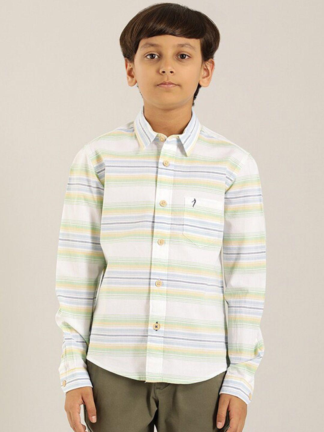 indian terrain boys horizontal striped pure cotton casual shirt