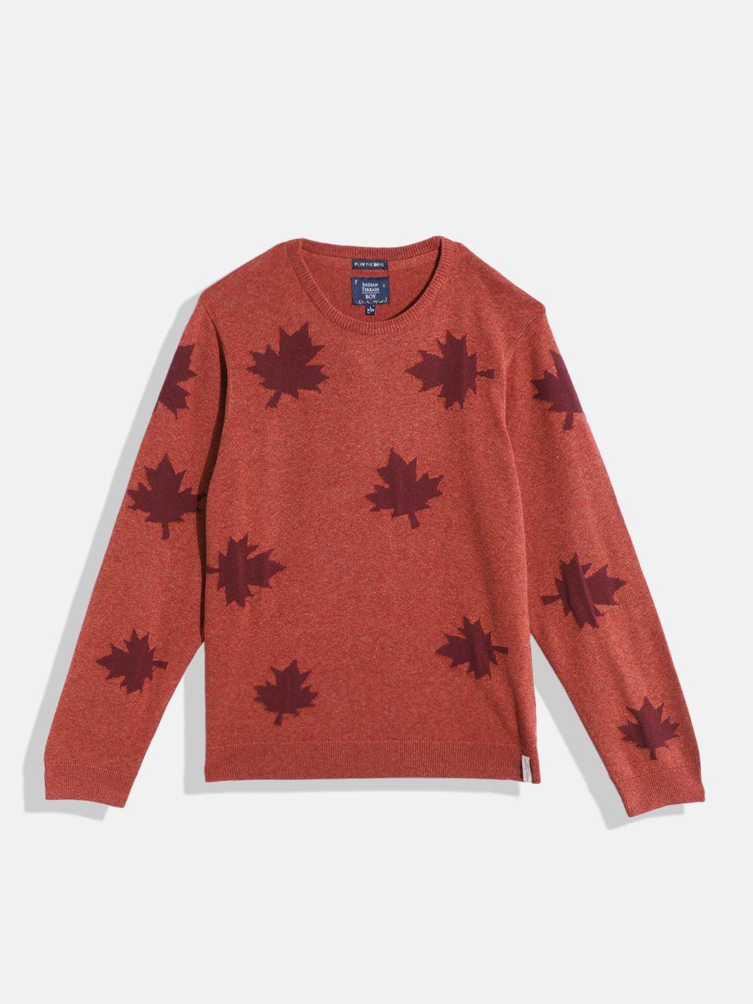 indian terrain boys leaf printed pullover