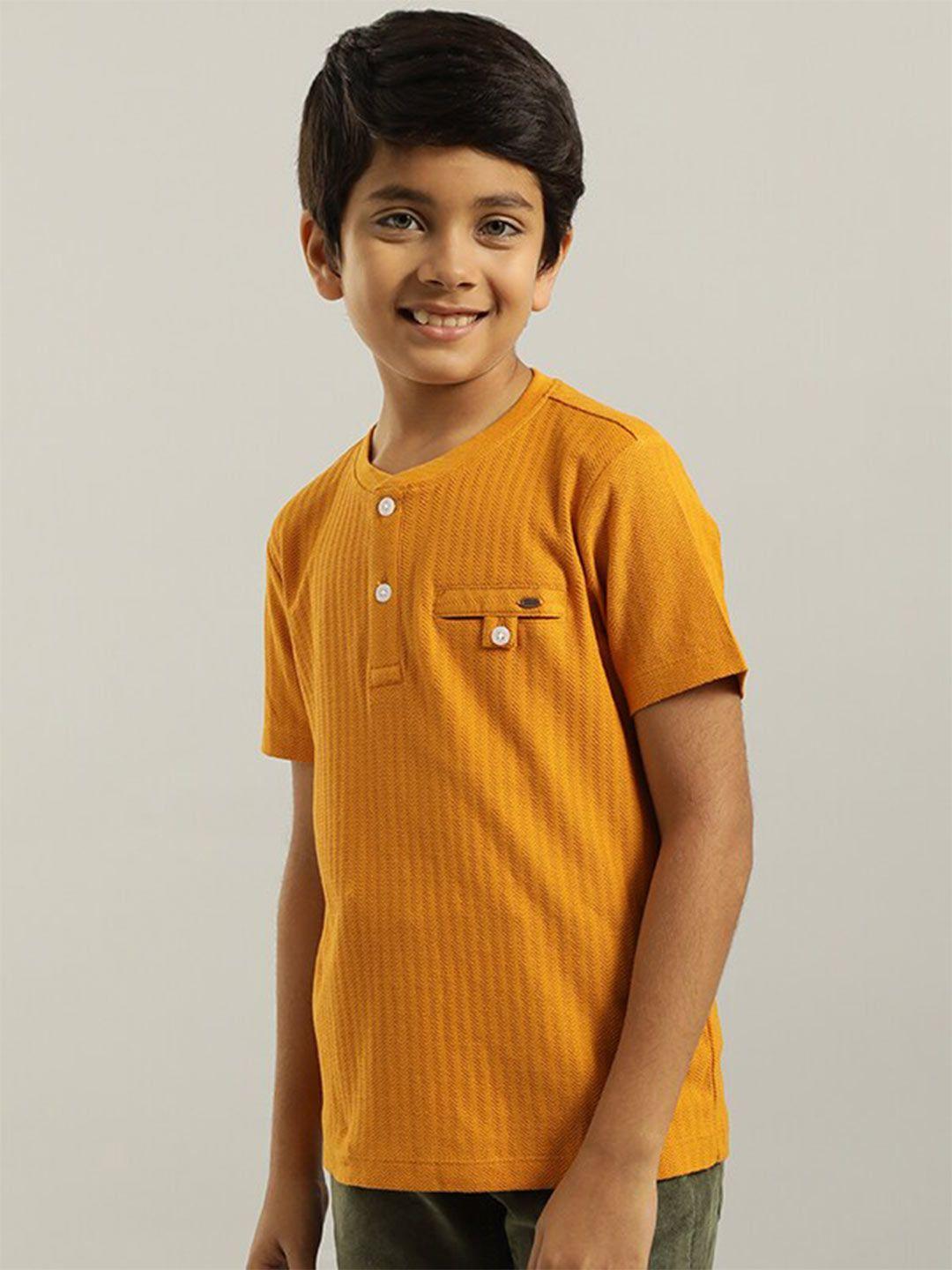indian terrain boys orange drop-shoulder sleeves t-shirt