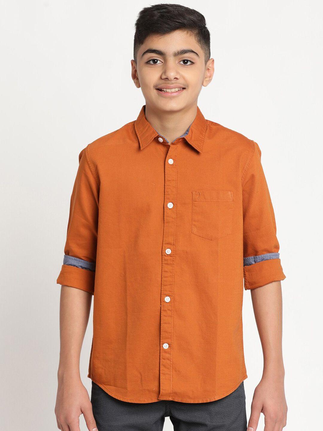 indian terrain boys orange standard casual shirt