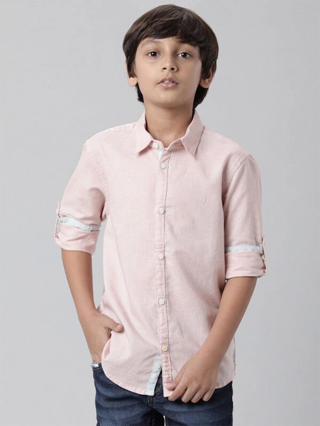 indian terrain boys peach-coloured casual shirt