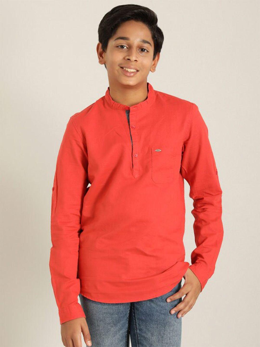 indian terrain boys red classic opaque casual shirt