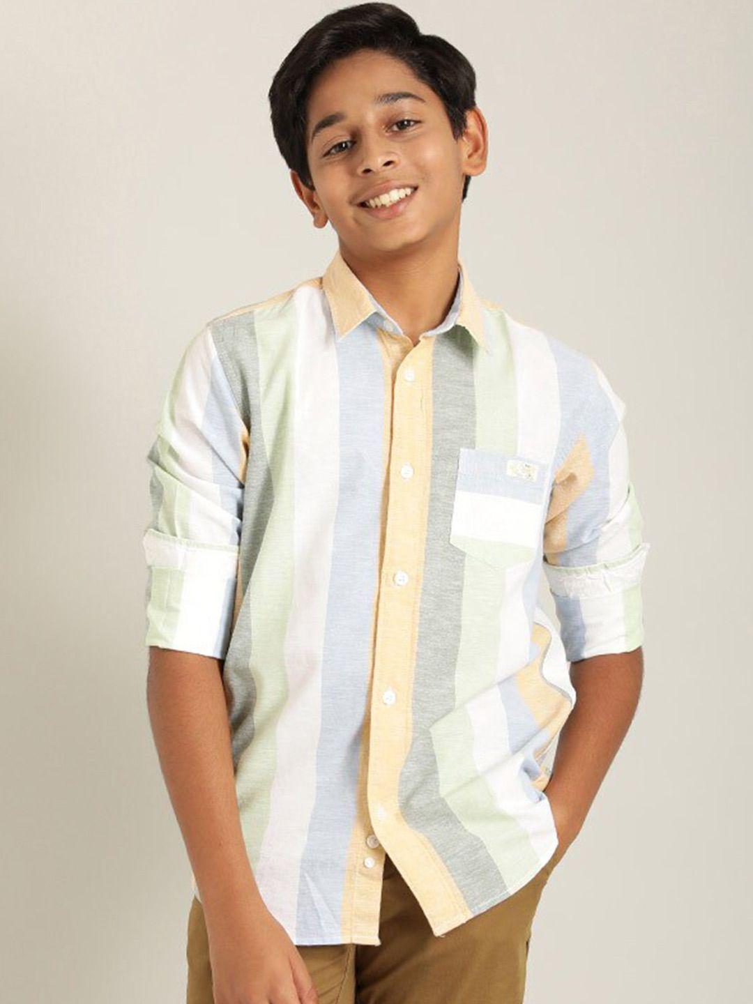 indian terrain boys striped cotton linen casual shirt