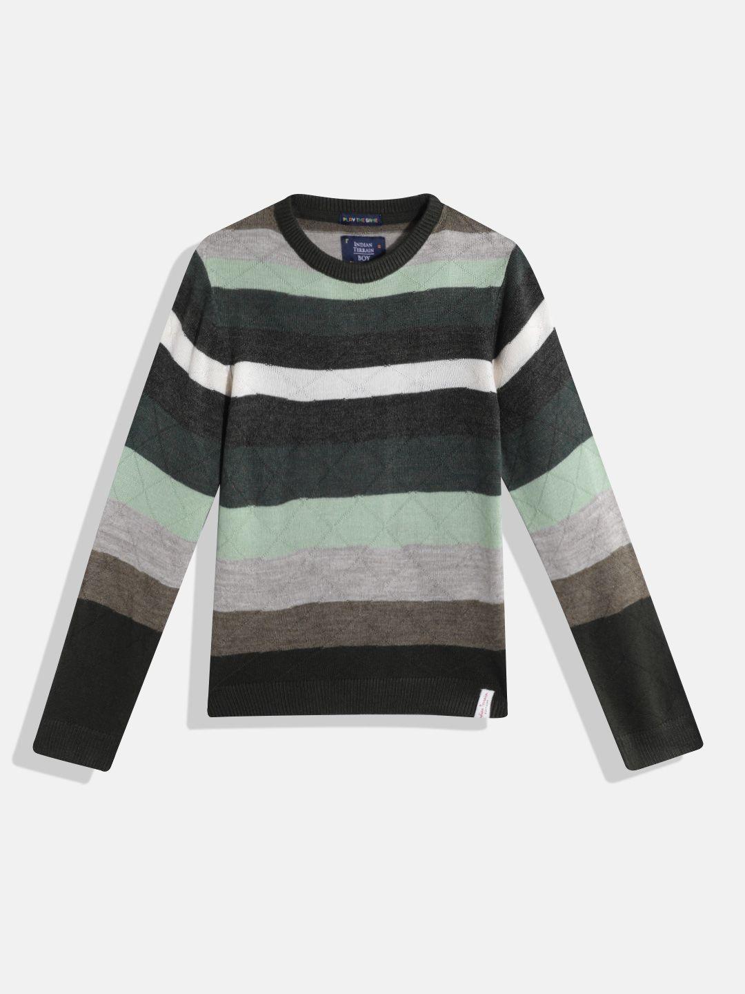 indian terrain boys striped pullover