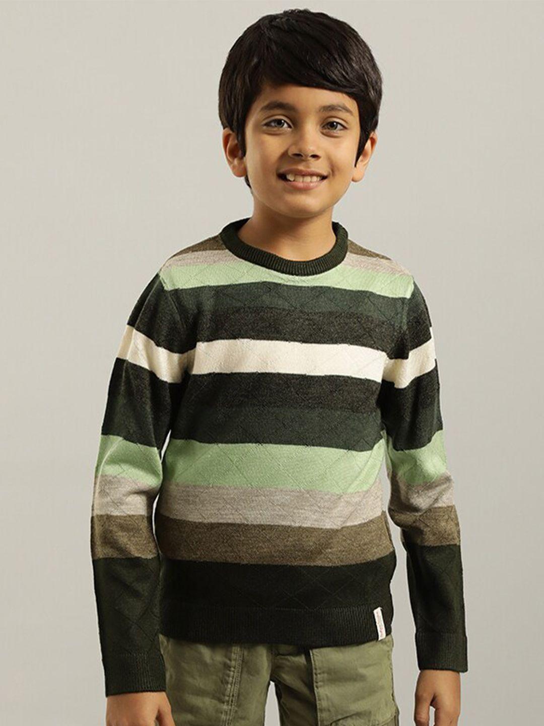 indian terrain boys striped pure acrylic pullover sweater