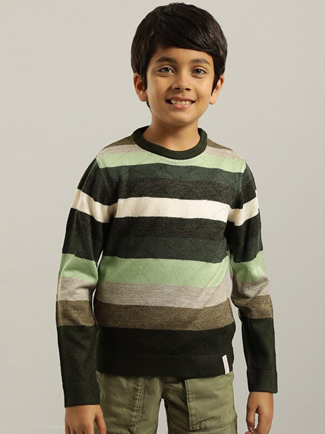 indian terrain boys striped pure acrylic pullover sweater