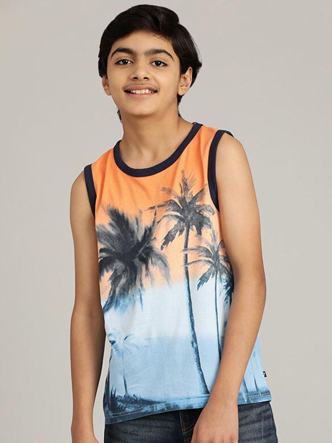 indian terrain boys tropical printed sleeveless pure cotton  t-shirt