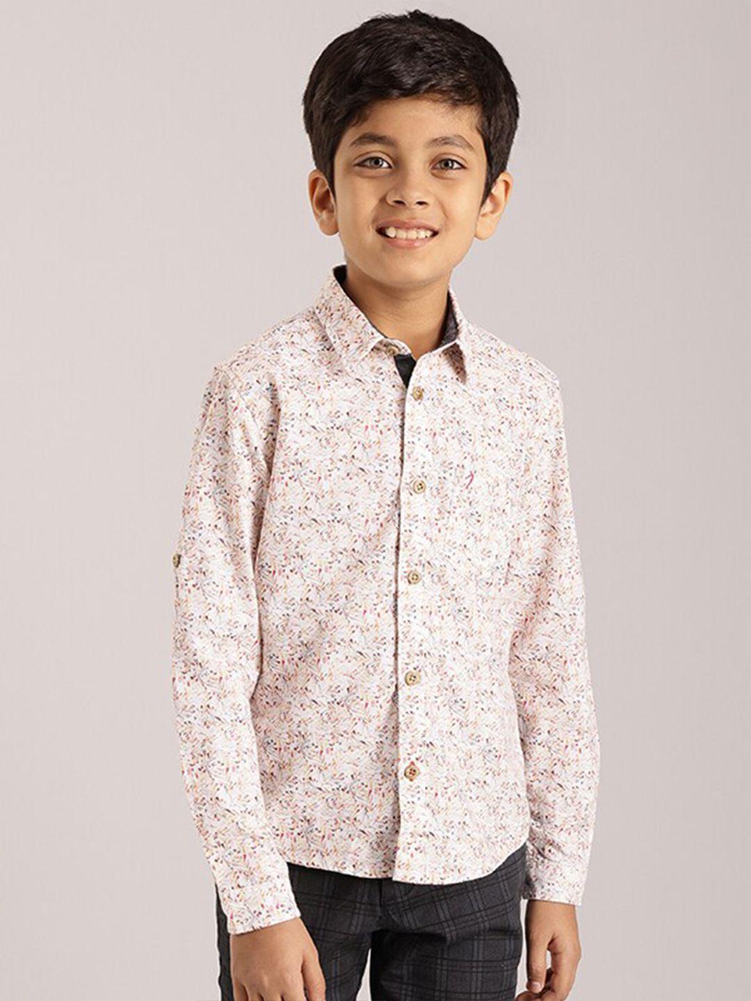 indian terrain boys white classic floral opaque printed casual shirt