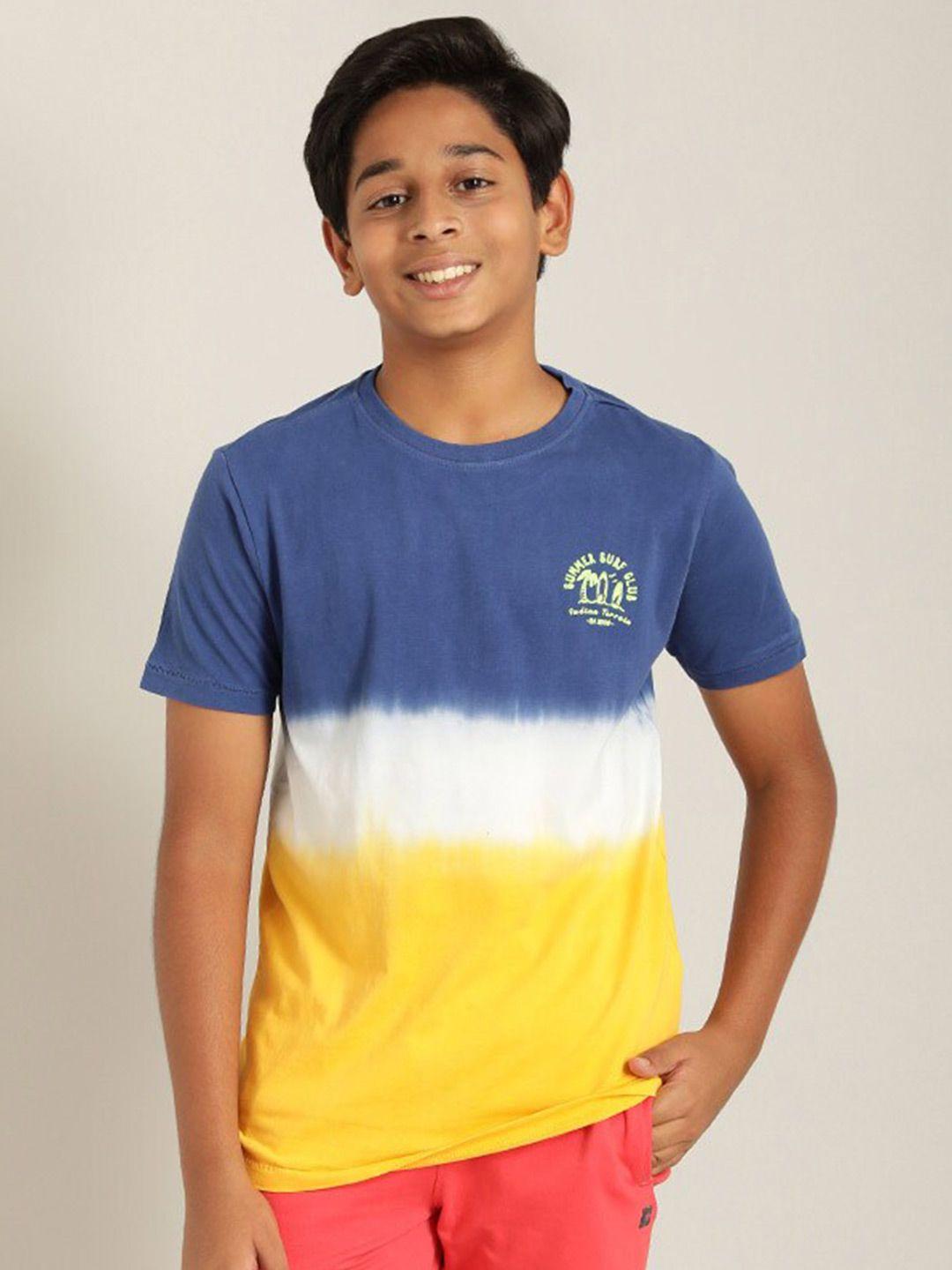 indian terrain boys yellow dyed extended sleeves t-shirt
