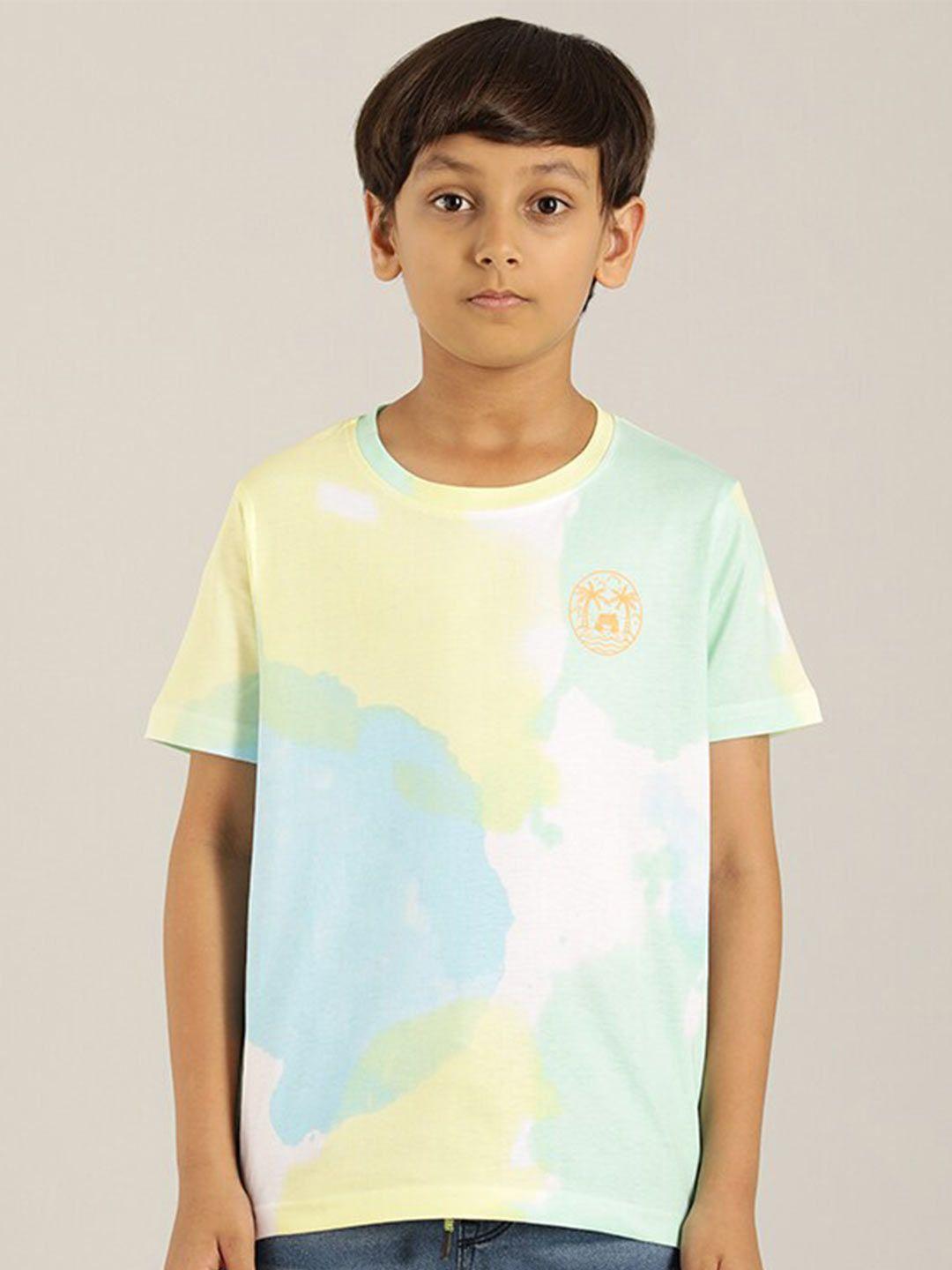 indian terrain boys yellow printed applique t-shirt