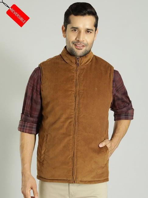 indian terrain brown & green regular fit reversible jacket