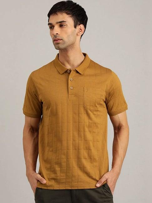 indian terrain brown regular fit checks polo t-shirt