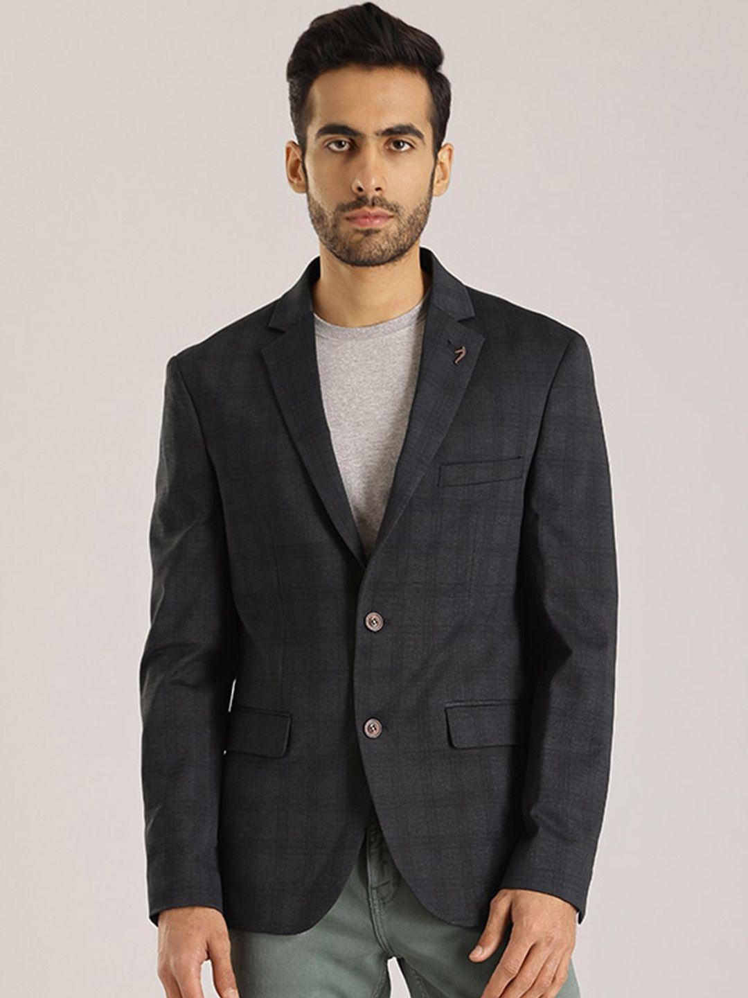 indian terrain checked single breasted blazer