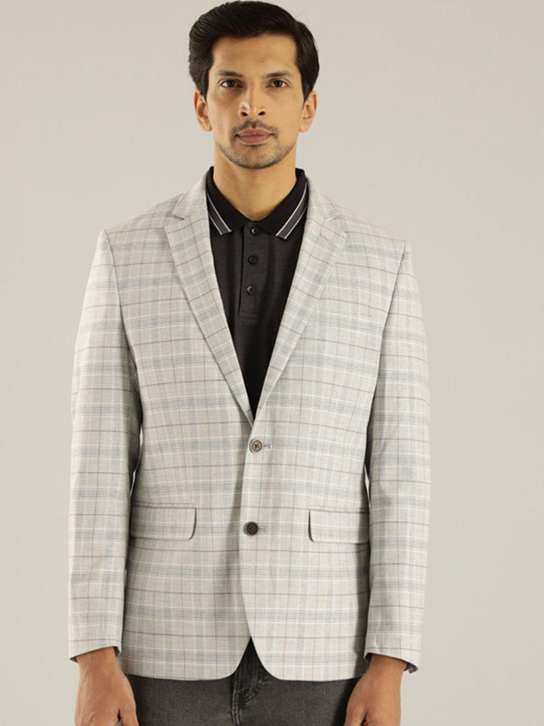 indian terrain checked single-breasted blazer
