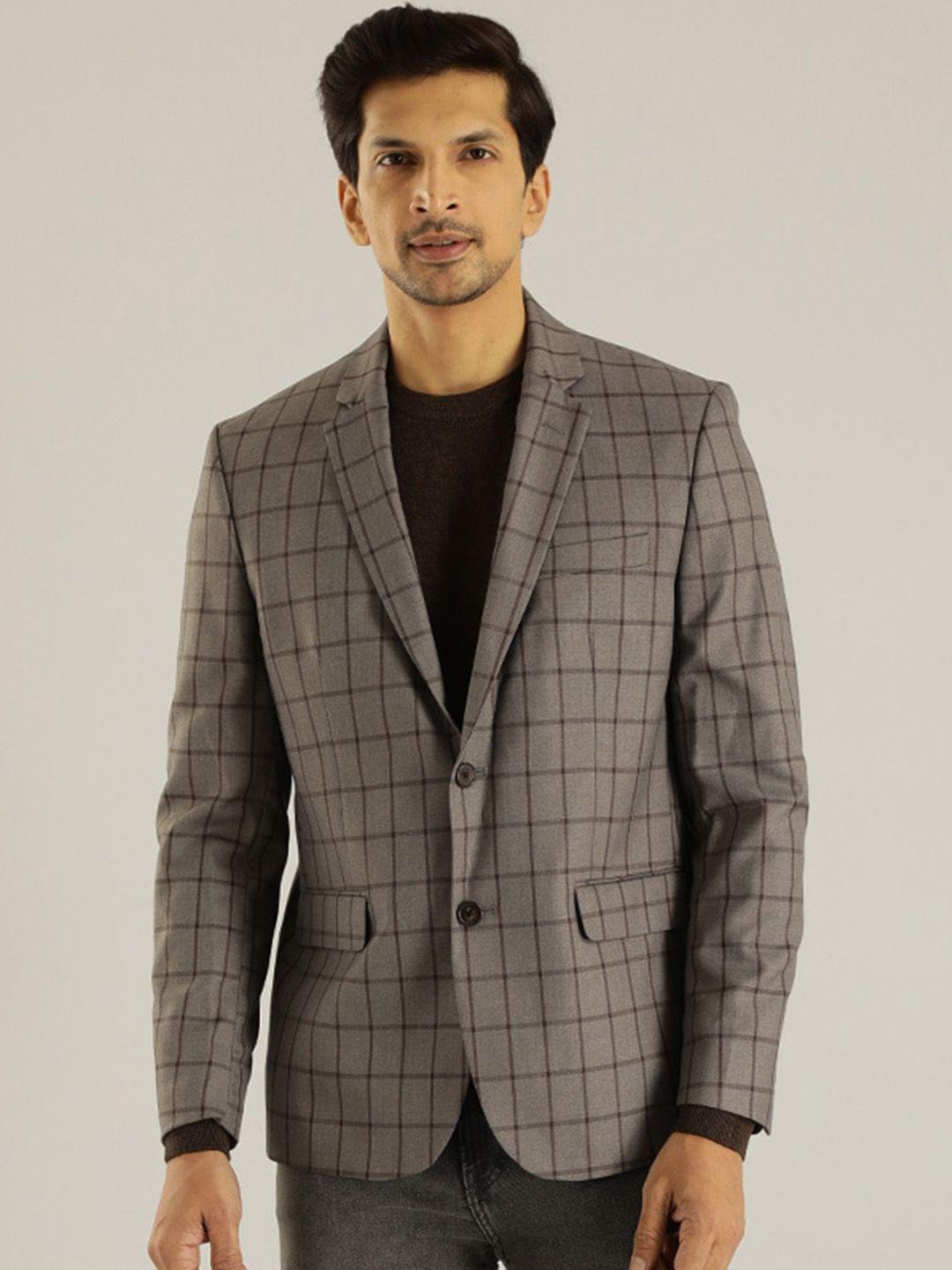 indian terrain checked single breasted blazer