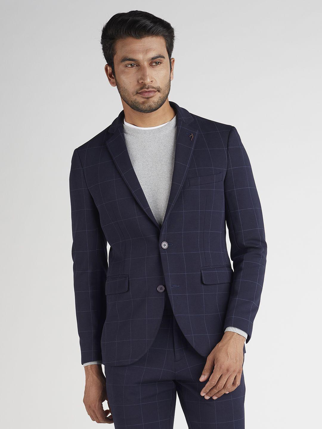 indian terrain checked single-breasted blazer