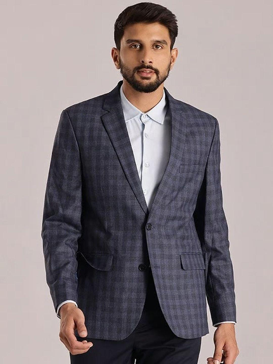 indian terrain checked single breasted formal blazer