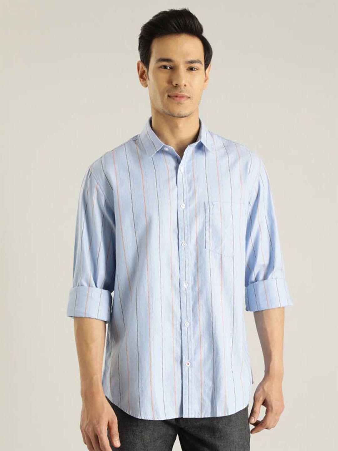 indian terrain chiseled slim fit striped pure cotton casual shirt
