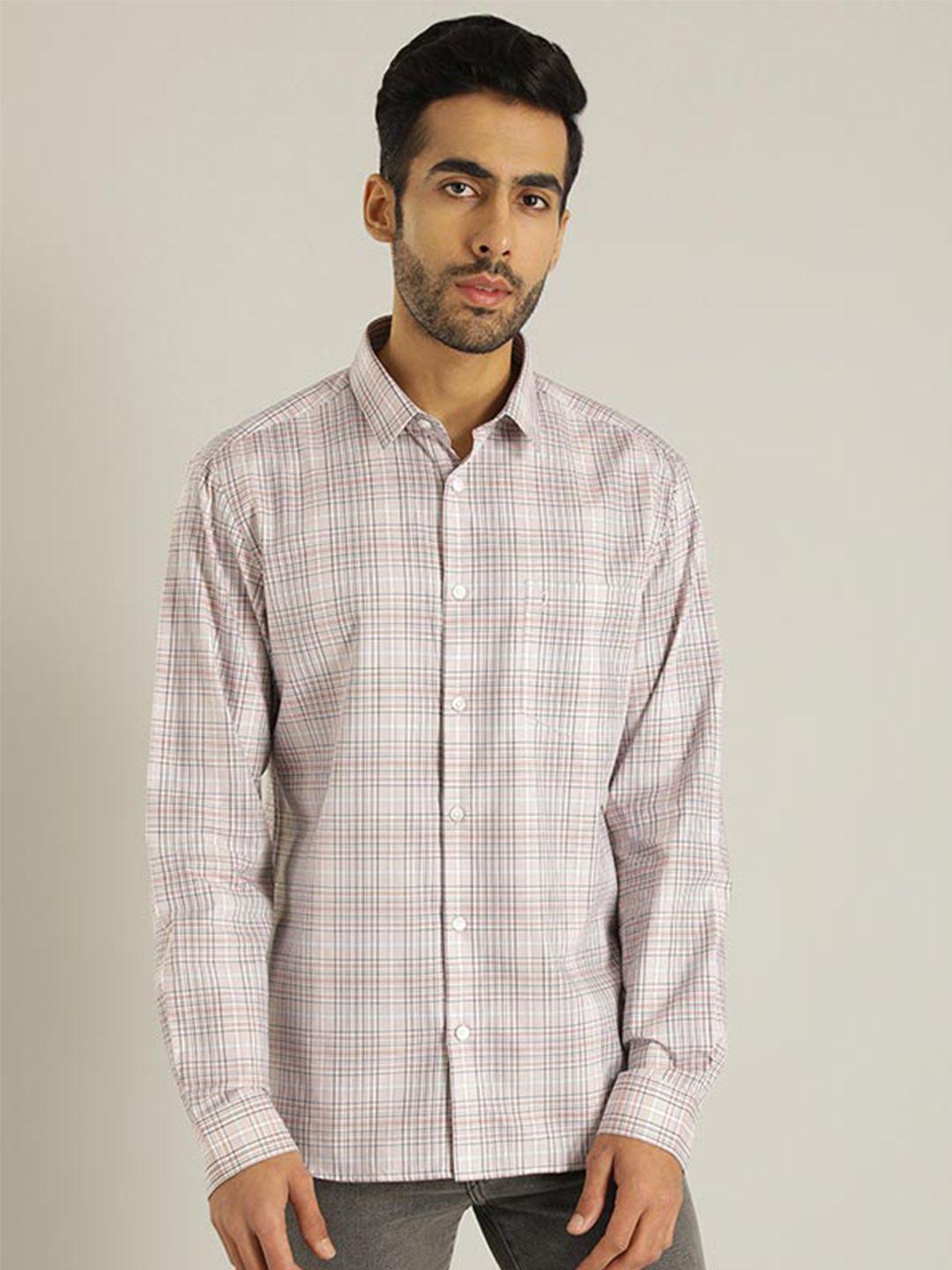 indian terrain chiseled slim fit tartan checked pure cotton casual shirt