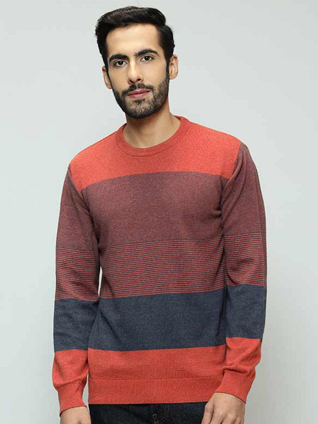 indian terrain colourblocked round neck pullover sweater