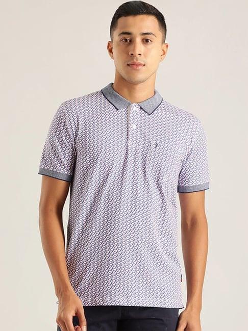 indian terrain depth blue regular fit printed polo t-shirt