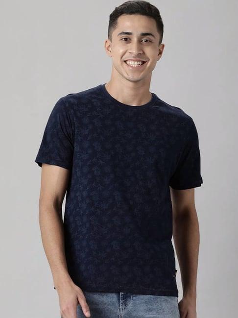 indian terrain dk indigo regular fit printed t-shirt