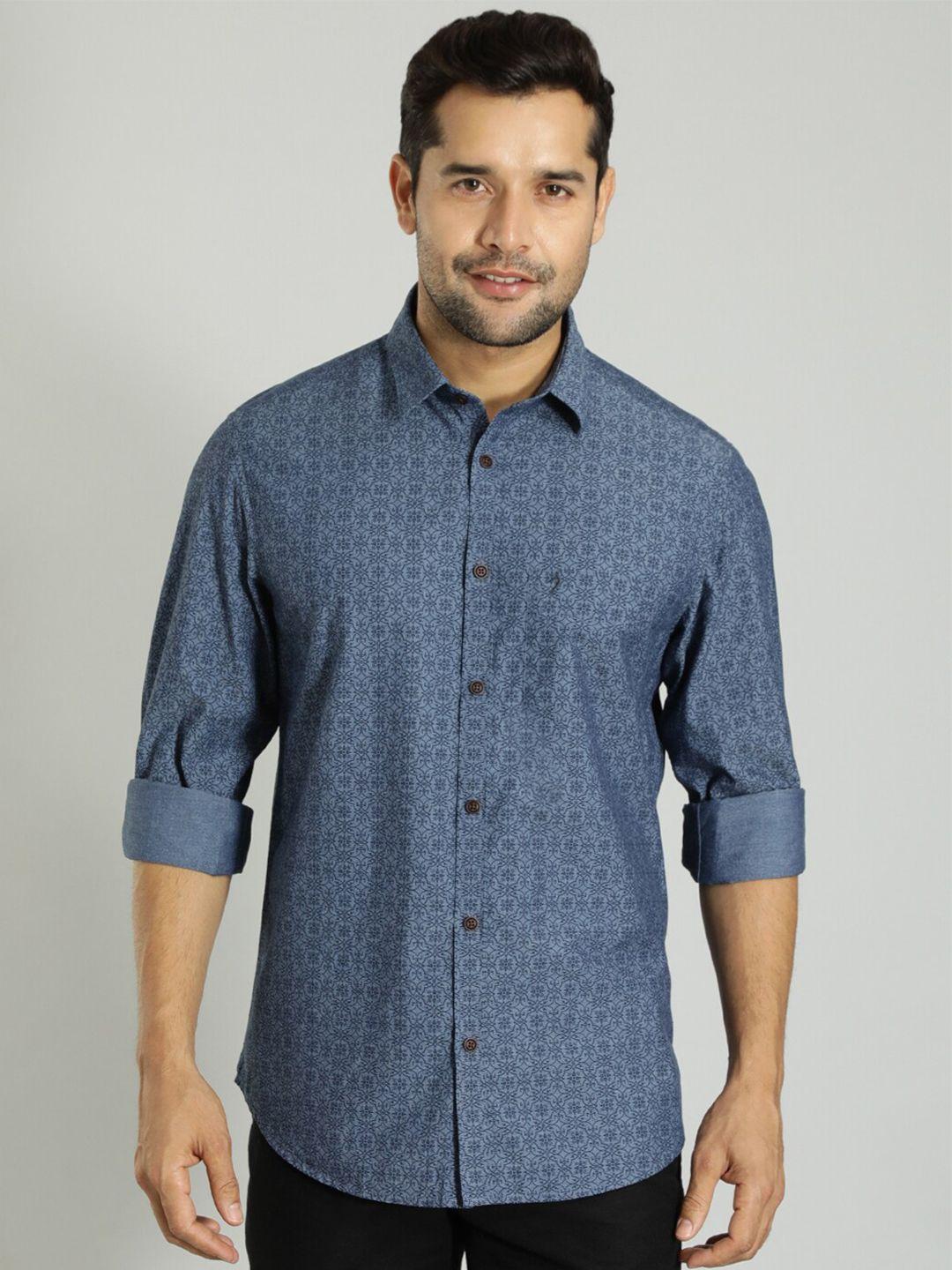 indian terrain floral printed spread collar long sleeve pocket regular fit casual shirt