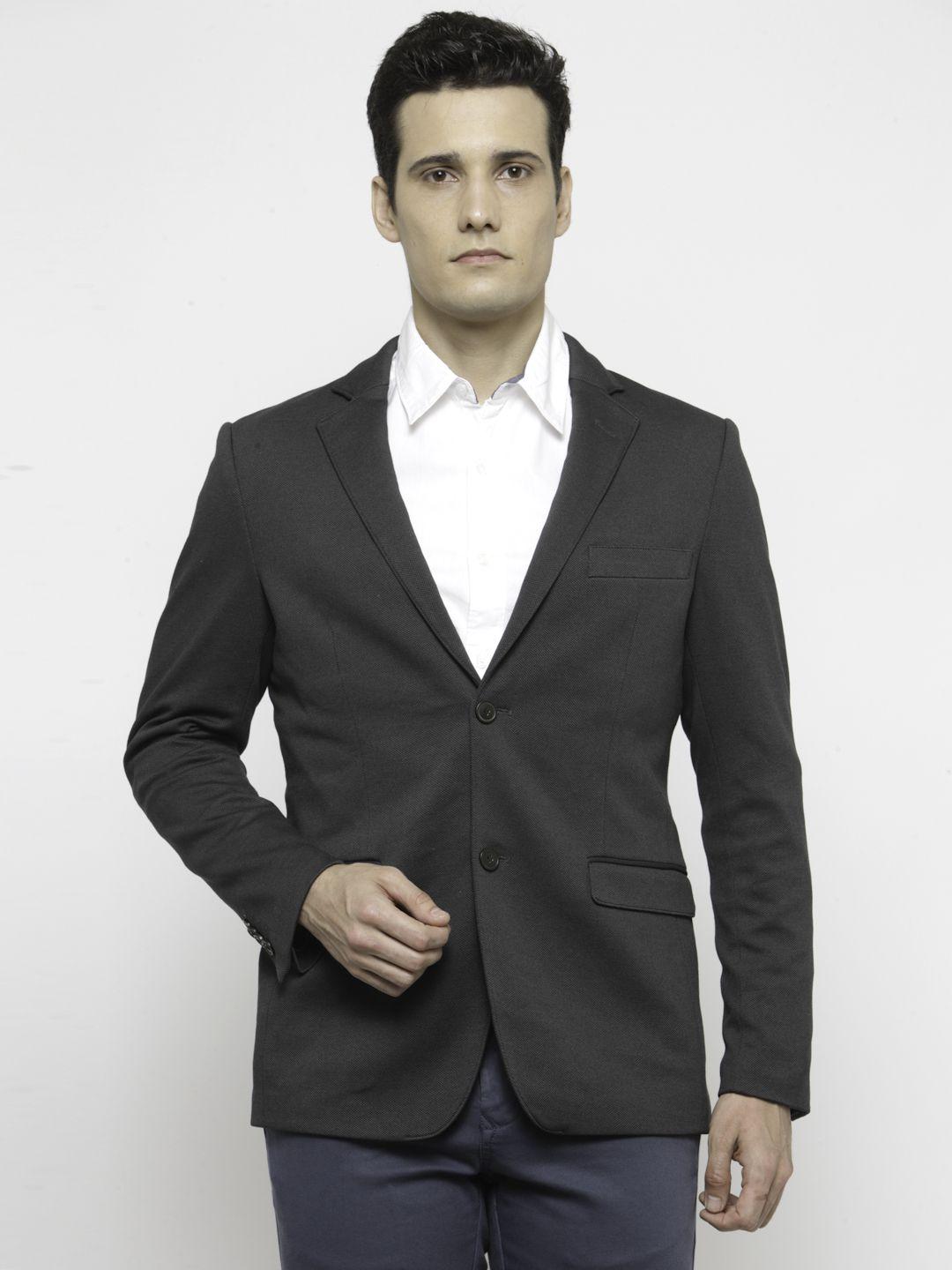 indian terrain grey regular fit single-breasted formal blazer