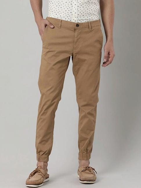 indian terrain khaki slim fit jogger pants